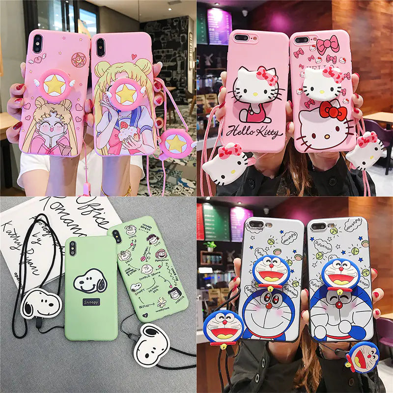 Cute Phone Case with Stand and Protector